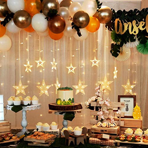 Curtain Lights 138 LEDs Upgrade Star Fairy Lights with Hook 12 Stars Windows Lights 8 Modes Led String Lights Plug in with Remote Control for Christmas Wedding Party Indoor Bedroom Garden Decorations