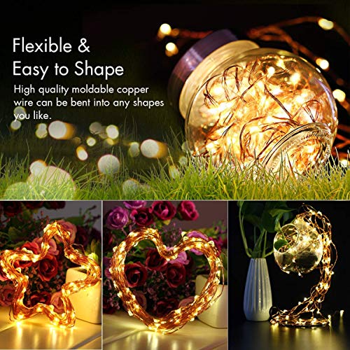 [2 Pack] Fairy String Lights, 120LED 12M/40Ft 8 Modes USB Plug in Powered Lights Waterproof Outdoor/Indoor Copper String Lights with Remote Timer for Bedroom, Party, Wedding, Christmas (Warm White)