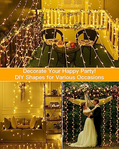 Ollny Fairy Lights for Indoor Outdoor - 40M 400 LEDs String Lights Mains Powered with Timer/Remote, Waterproof Outside Garden Lights for Bedroom/Party/Wedding/Tree/Home/Pation(Warm White)