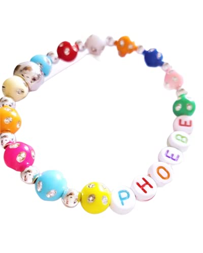Handmade Stretch Personalised Bead Name Bracelet Bright Coloured Foil Beads with Any Name