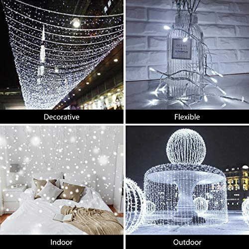 TEKLED® String Fairy Lights | 200 LED Decorative String Firefly Lights | Mains Powered with Adapter | Waterproof Indoor Outdoor 25M | Cold White | for Patio Garden Home Christmas Tree Party