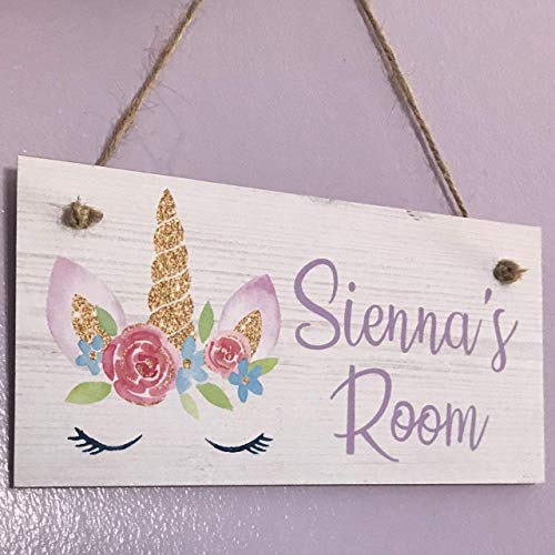 Christmas/Birthday Gift Girls Unicorn Room Plaque Bedroom Door Sign/plaque Personalised Name Pretty stocking filler