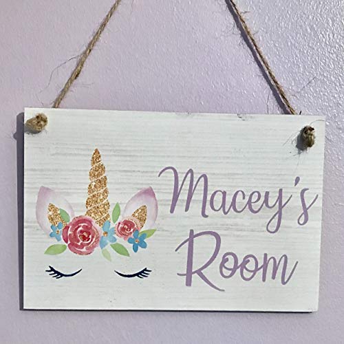 Christmas/Birthday Gift Girls Unicorn Room Plaque Bedroom Door Sign/plaque Personalised Name Pretty stocking filler