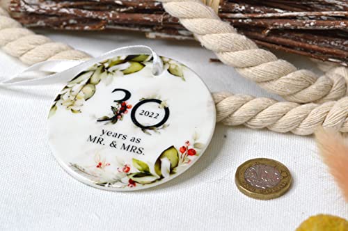2023 Christmas Wedding Anniversary Gifts 30 Years For Couple Parents Husband Wife 30th Wedding Anniversary Gifts Presents Christmas Tree Decoration Ornament Bauble