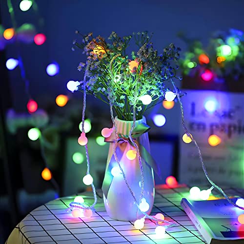 Globe String Lights Mains Powered, LEDYA 5M/16.4ft 50 LED Outdoor Fairy Lights, Waterproof IP44, 8 Modes, Memory Function, for Christmas Tree, Party, Terrace Decoration [Energy Class A+]