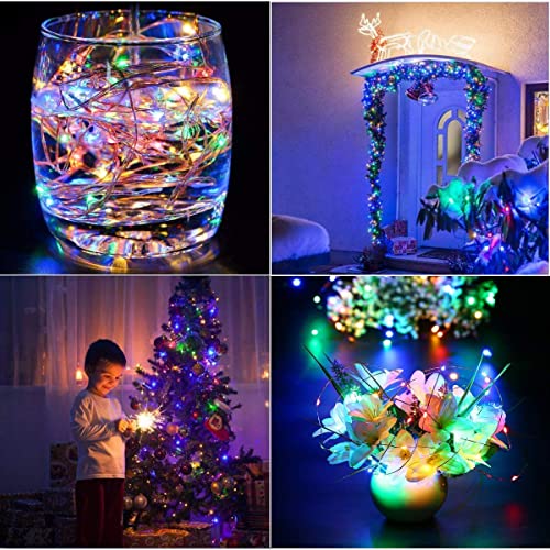 NEXVIN Copper Wire Fairy Lights Plug in, 20M 200 LED Multicoloured String Lights Mains Powered, Waterproof, Remote & Timer, 8 Modes Wire Lights for Christmas Decorations