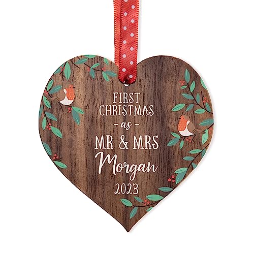 Our first Christmas as Mr and Mrs | married wedding decoration | couples gift | personalised tree bauble for wife husband