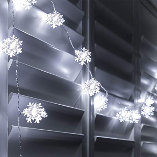 GloBrite 40 LEDs Snowflake Lights | Battery Operated Fairy Lights with 2 Lighting Modes | Christmas Decorations LED Lights Fairy Lights for Bedroom | String Lights Home Decor and Christmas Gifts