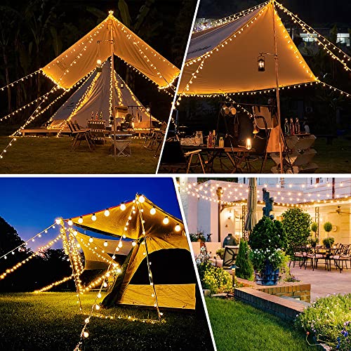 Augone Globe String Lights Waterproof, 15M/49ft 120 LED Fairy Lights Plug in, 8 Modes Christmas Lights Outdoor/Indoor, Garden Lights for Patio, Gazebo, Bedroom, Party Decorations (Warm White)