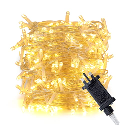 Olsen & Smith Christmas Decorations Fairy Lights 30m 98ft with 300 LEDs Xmas Warm White Indoor Fairy Lights for Living Room Hallway Conservatory 8 Lighting Modes Mains Powered