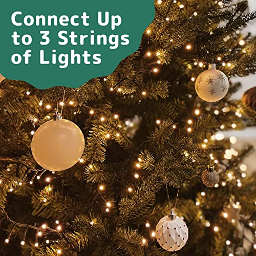 Prextex 100-Count LED Warm White Christmas Lights -11.5m Green Wire for Christmas Tree, Xmas Decorations, Bedrooms, Holiday, Party, Home, Indoor and Outdoor String Lights | Mains Powered with 8 Modes