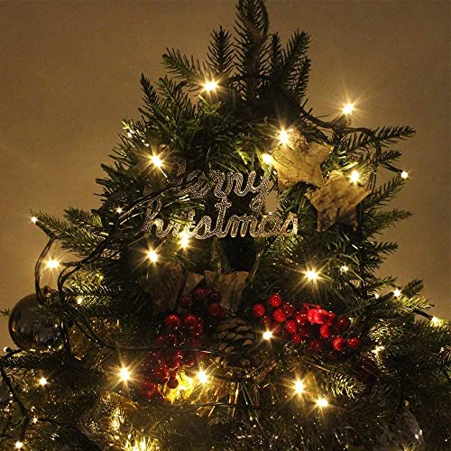 SHATCHI 100 LEDs Fairy String Lights Warm White Indoor/Outdoor Christmas Tree/Home/Party/Wedding/Garden Decorations Green Cable 8 Modes Mains Powered Memory Auto Timer