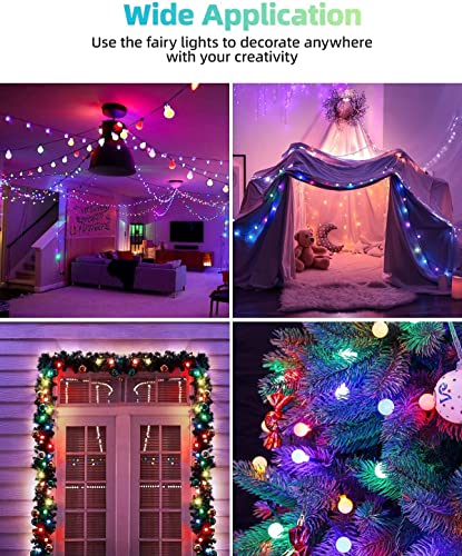 Globe String Lights Mains Powered, LEDYA 5M/16.4ft 50 LED Outdoor Fairy Lights, Waterproof IP44, 8 Modes, Memory Function, for Christmas Tree, Party, Terrace Decoration [Energy Class A+]