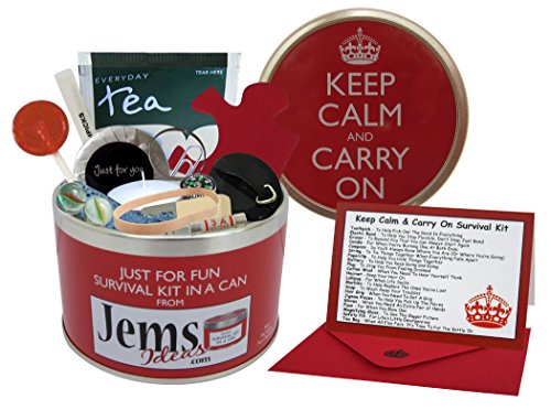 Keep Calm & Carry On Survival Kit In A Can. Humorous Fun Gift For A Birthday Christmas Retirement Good Luck New Job & Leaving. Ideal For Work Office Boss Friend Dad Him Men Present & Card