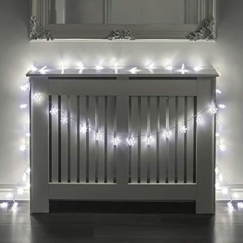 GloBrite 40 LEDs Snowflake Lights | Battery Operated Fairy Lights with 2 Lighting Modes | Christmas Decorations LED Lights Fairy Lights for Bedroom | String Lights Home Decor and Christmas Gifts