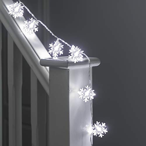 GloBrite 40 LEDs Snowflake Lights | Battery Operated Fairy Lights with 2 Lighting Modes | Christmas Decorations LED Lights Fairy Lights for Bedroom | String Lights Home Decor and Christmas Gifts