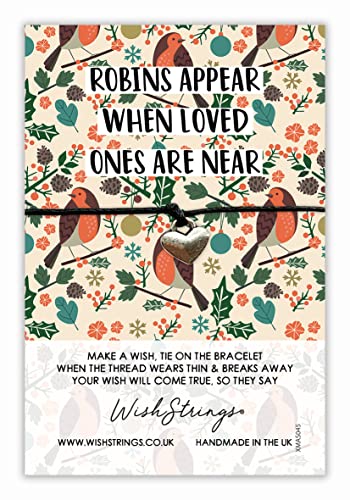 Christmas Wish Bracelet Robins Appear when Loved ones are Near - Stocking Filler Christmas Bracelet - Wish Strings Wish Bracelet, Make a Wish, Thoughtful Gift, Letterbox Gift