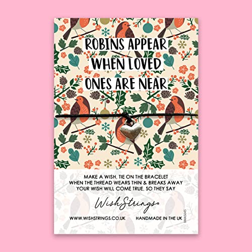 Christmas Wish Bracelet Robins Appear when Loved ones are Near - Stocking Filler Christmas Bracelet - Wish Strings Wish Bracelet, Make a Wish, Thoughtful Gift, Letterbox Gift