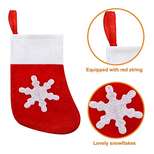 Morobor 20PCS Christmas Tableware Socks, Christmas Stocking Cutlery Bag, Christmas Table Decorations, Snowflake Tableware Socks, Christmas Stocking Knife and Fork Bag for Party Decoration Supplies.