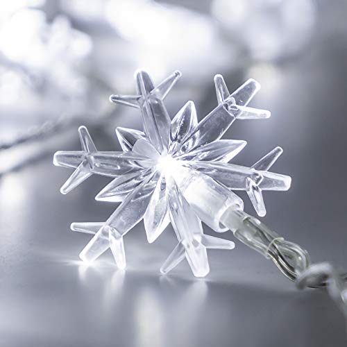 GloBrite 40 LEDs Snowflake Lights | Battery Operated Fairy Lights with 2 Lighting Modes | Christmas Decorations LED Lights Fairy Lights for Bedroom | String Lights Home Decor and Christmas Gifts