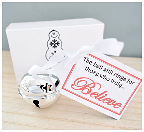 A Christmas 'Believe' Bell, SILVER Polar Express Jingle bell Believe Charm Santa Christmas Eve Box Stocking Filler. Kids Christmas fun