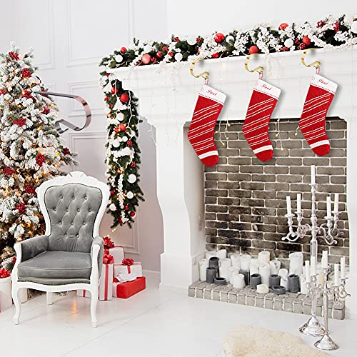 Gukasxi Christmas Stocking Holder,4 Pieces Metal Mantel Stockings Hangers Christmas Ornament Hooks for Mantle Staircase Christmas Stockings Christmas Stocking Clips for Christmas Party Decoration