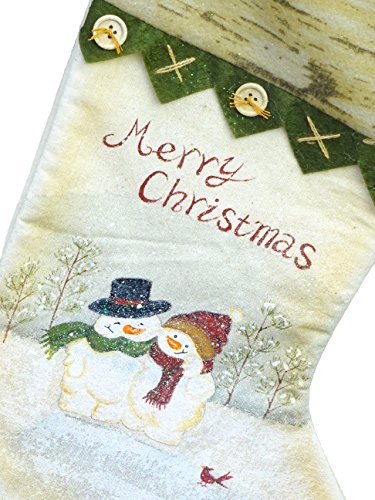 Christmas Concepts® 50cm (20") Cotton/Felt Traditional Christmas Stocking With Snowman Design
