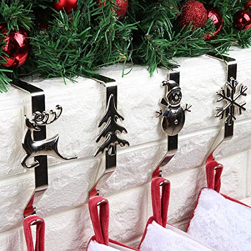 Molinter Stocking Holders Fireplace Hook Christmas Iron Nikolausstrumpf Holder Decoration Set of 4
