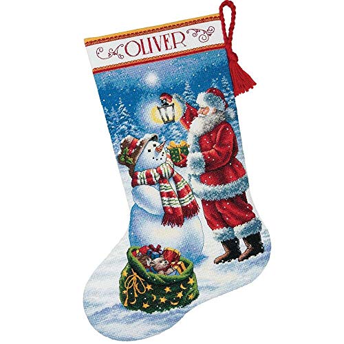 DIMENSIONS 70-08952 Counted Gold Collection Stocking: Holiday Glow, Aida, White, 20.3 x 14.4 x 1.4 cm