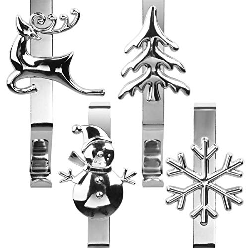 Molinter Stocking Holders Fireplace Hook Christmas Iron Nikolausstrumpf Holder Decoration Set of 4