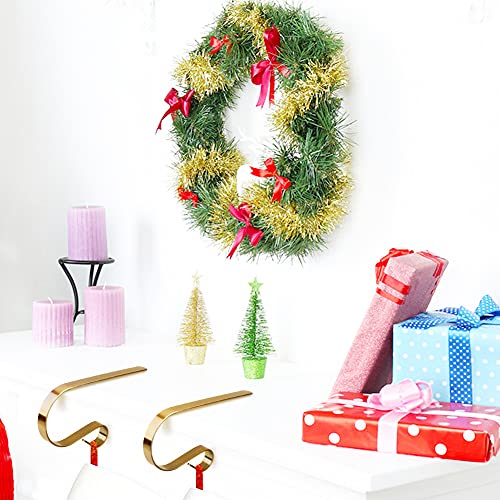 Gukasxi Christmas Stocking Holder,4 Pieces Metal Mantel Stockings Hangers Christmas Ornament Hooks for Mantle Staircase Christmas Stockings Christmas Stocking Clips for Christmas Party Decoration