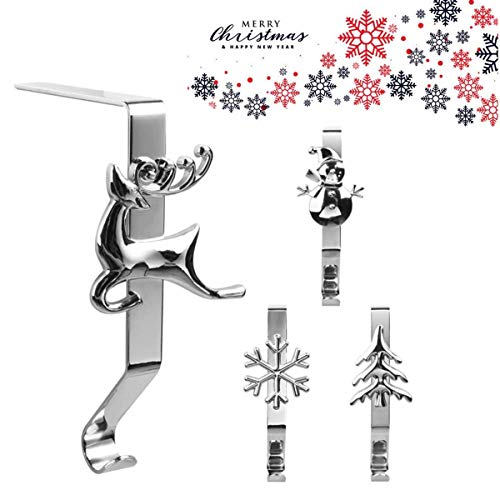 Molinter Stocking Holders Fireplace Hook Christmas Iron Nikolausstrumpf Holder Decoration Set of 4