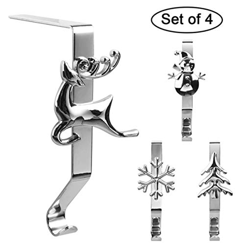 Molinter Stocking Holders Fireplace Hook Christmas Iron Nikolausstrumpf Holder Decoration Set of 4