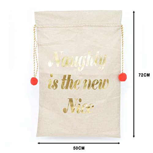 Large Premium Hessian Santa Sack Brown Stocking Bag Naughty Is The New Nice Christmas Accessories Xmas Christmas Gifts Bag 72x50cm