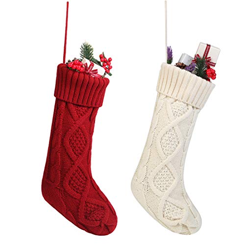 RedMaple Cable Knit Christmas Stockings Classic Xmas Ornaments for Home Decorations 46 CM