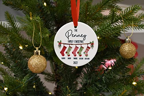 Personalised Family Christmas Ornament, Hanging Stockings, Custom Christmas Bauble, 2022 Christmas Tree Decoration Gift, Family Gift, Festive Xmas Present, Family Bauble, Family Christmas Ornament