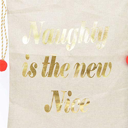 Large Premium Hessian Santa Sack Brown Stocking Bag Naughty Is The New Nice Christmas Accessories Xmas Christmas Gifts Bag 72x50cm