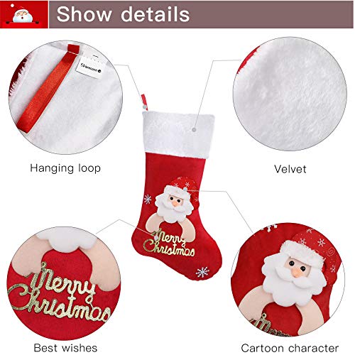 SHareconn Christmas Stockings Set of 3,Package Content 18" Santa, Snowman, Reindeer, Party Large Xmas Stockings Home Decor,for Tree Decoration Christmas Ornament Candy Bags.
