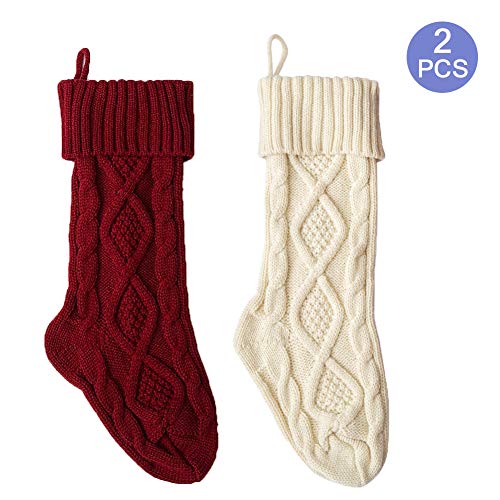RedMaple Cable Knit Christmas Stockings Classic Xmas Ornaments for Home Decorations 46 CM
