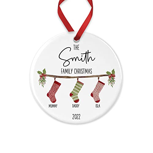 Personalised Family Christmas Ornament, Hanging Stockings, Custom Christmas Bauble, 2022 Christmas Tree Decoration Gift, Family Gift, Festive Xmas Present, Family Bauble, Family Christmas Ornament