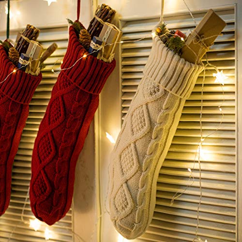 RedMaple Cable Knit Christmas Stockings Classic Xmas Ornaments for Home Decorations 46 CM