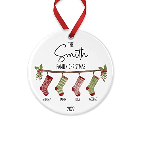 Personalised Family Christmas Ornament, Hanging Stockings, Custom Christmas Bauble, 2022 Christmas Tree Decoration Gift, Family Gift, Festive Xmas Present, Family Bauble, Family Christmas Ornament