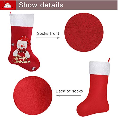 SHareconn Christmas Stockings Set of 3,Package Content 18" Santa, Snowman, Reindeer, Party Large Xmas Stockings Home Decor,for Tree Decoration Christmas Ornament Candy Bags.