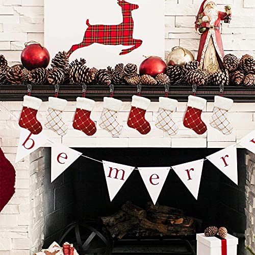 HANTURE Christmas Stockings 4 Pack for Family 9 Inch Mini Embroidery Gold Sequins Christmas Stockings White Luxury Faux Fur Xmas Stocking for Xmas Tree Holiday Party Decoration