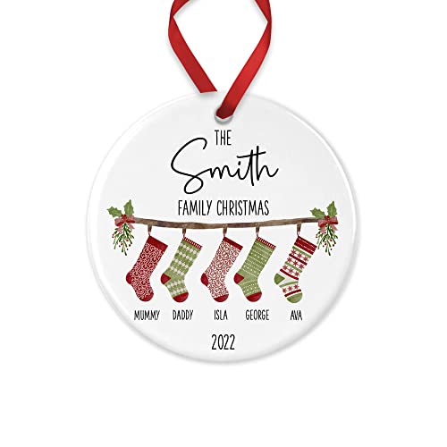 Personalised Family Christmas Ornament, Hanging Stockings, Custom Christmas Bauble, 2022 Christmas Tree Decoration Gift, Family Gift, Festive Xmas Present, Family Bauble, Family Christmas Ornament