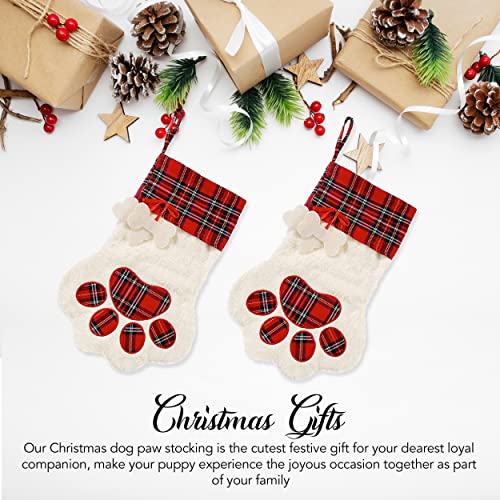 unel Pet Dog Christmas Stocking, Dog Paw Hanging Christmas Dog Stockings for Xmas Decorations, Puppy Festive Stocking, 18x11 inch