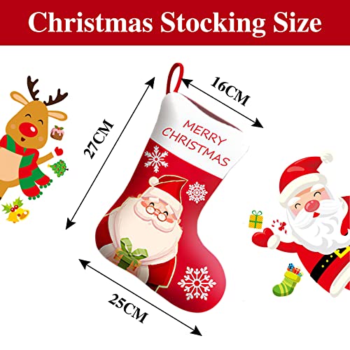 4PCS Red Christmas Stocking Set Fireplace Hanging Socks Santa Claus Elk Gingerbread Man Various Styles Children's Gifts Christmas Party Home Decoration Christmas Decoration Items (6.29*10.62*9.84)