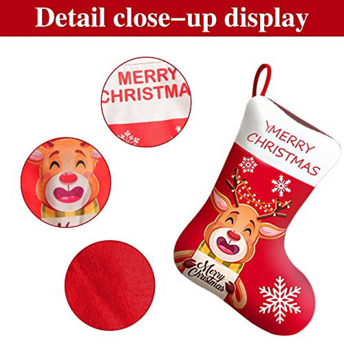 4PCS Red Christmas Stocking Set Fireplace Hanging Socks Santa Claus Elk Gingerbread Man Various Styles Children's Gifts Christmas Party Home Decoration Christmas Decoration Items (6.29*10.62*9.84)