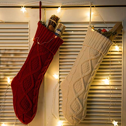 RedMaple Cable Knit Christmas Stockings Classic Xmas Ornaments for Home Decorations 46 CM