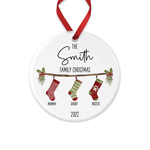 Personalised Family Christmas Ornament, Hanging Stockings, Custom Christmas Bauble, 2022 Christmas Tree Decoration Gift, Family Gift, Festive Xmas Present, Family Bauble, Family Christmas Ornament